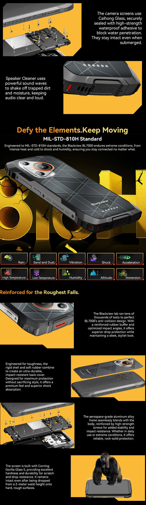 Blackview BL7000 AI 5G Rugged Phone Android 15, MTK 6300, 6.78" FHD+ 120Hz, 7500mAh/33W, Rugged Smartphone Dual SIM NFC/IP69K