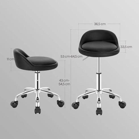WOLTU Swivel Office Stool with Wheels Height Adjustable Computer Chair With Low Backrest Work Roller Rocker Dressing Stool