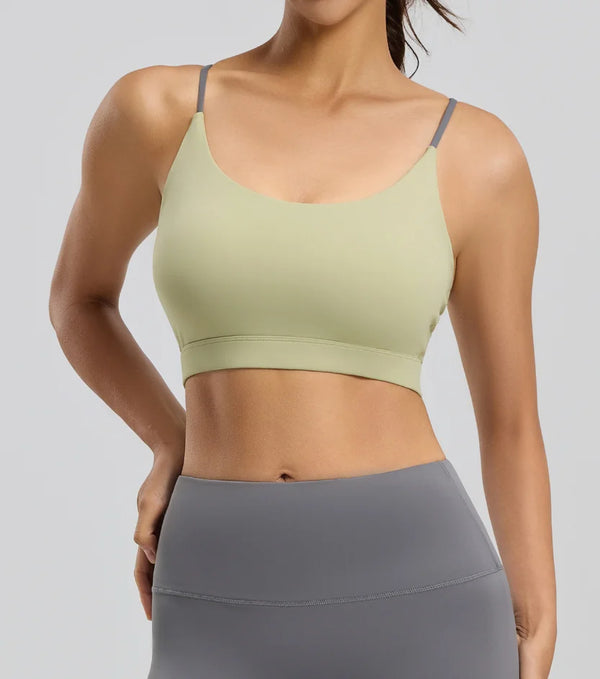 Six-string Cross Back Sports Bra for Women-summer Thin Style Spandex/Polyester UV protection Suitable for Yoga Fitness