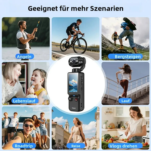 4K HD Video Recording Camera with 1.9" CMOS, USB Rechargeable, 180° Rotating Action Camcorder for Vlogging, Live Streaming