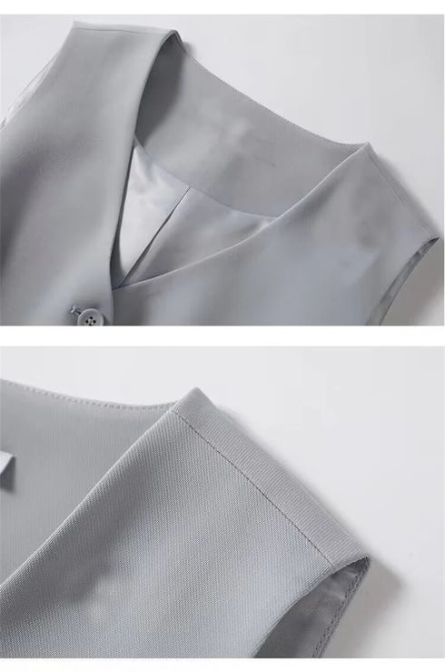Spring Summer Korean Fashion Vest 2025 New Women Short Fashion V-neck Sleeveless Casual Blazer Waistcoat Coats Female Tops