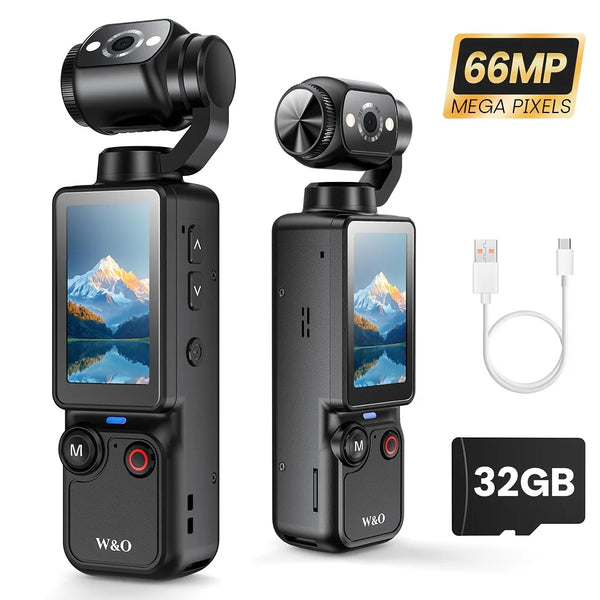 4K HD Video Recording Camera with 1.9" CMOS, USB Rechargeable, 180° Rotating Action Camcorder for Vlogging, Live Streaming
