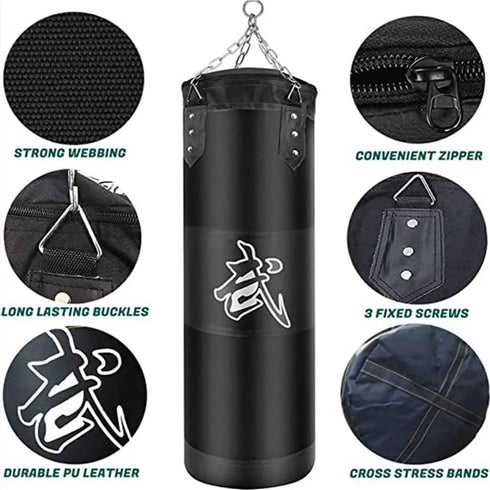 Heavy Punching Bag Set with Ceiling Hook Steel Chain Hanging Heavy Bag for Adults Muay Thai MMA Taekwondo Home Gym Training