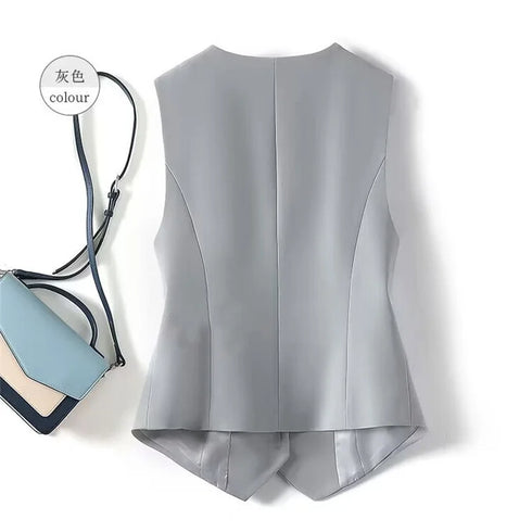 Spring Summer Korean Fashion Vest 2025 New Women Short Fashion V-neck Sleeveless Casual Blazer Waistcoat Coats Female Tops