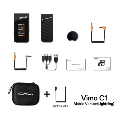 Comica Vimo C 2.4G Mini Wireless Lapel Microphone with Charging Case, for Smartphone Camera Podcast Interview YouTube Facebook