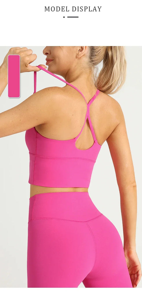 Solid Color Women Gym Yoga Naked Feeling Sexy Cross Back Y shape Sports Bra Fitness Yoga Jogging Workout Sports Women Sling