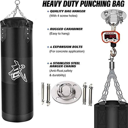 Heavy Punching Bag Set with Ceiling Hook Steel Chain Hanging Heavy Bag for Adults Muay Thai MMA Taekwondo Home Gym Training