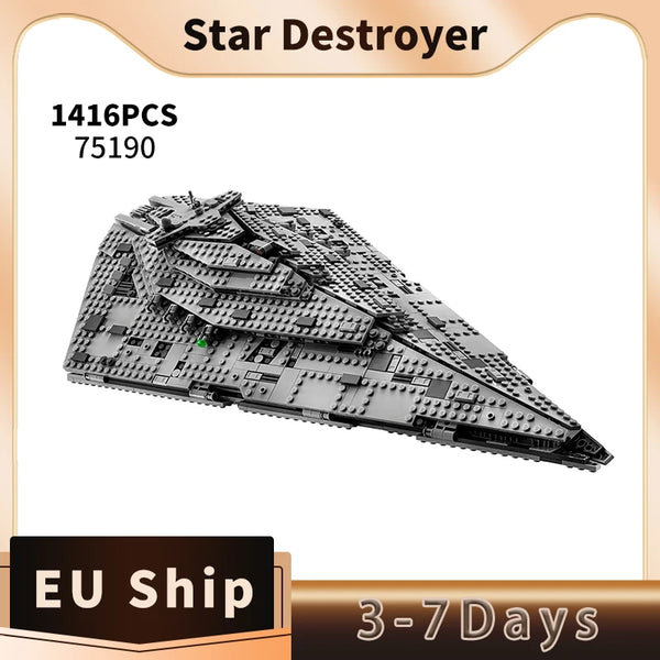 75190 1416pcs Large Building Block First Order Star Destroyer Birthday Christmas Gift Toy for Children and Adult Fast Shipping