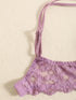 1 Set Elegant Lace Embroidery & Breathable Fabric Lingerie Set: Push-Up Bra, Drop Waist Sheer Panty - Ultimate Valentine's Day
