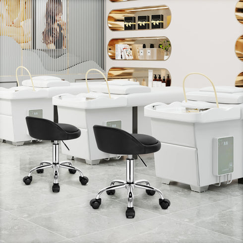 WOLTU Swivel Office Stool with Wheels Height Adjustable Computer Chair With Low Backrest Work Roller Rocker Dressing Stool