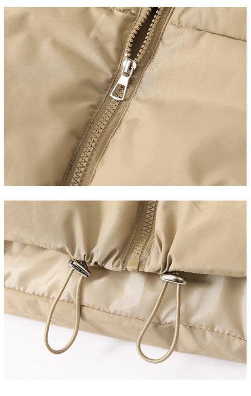 Winter Short Down Sleeveless Vest Women Warm Stand Collar Zipper Jacket Casual Fashion Quilted Cropped Coats Street Outerwears