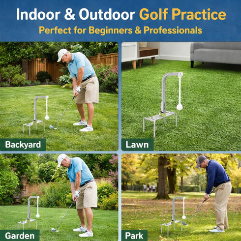 Golf Swing Trainer with 360° Auto Return Adjustable Height Golf Training Aid for Indoor Outdoor Practice