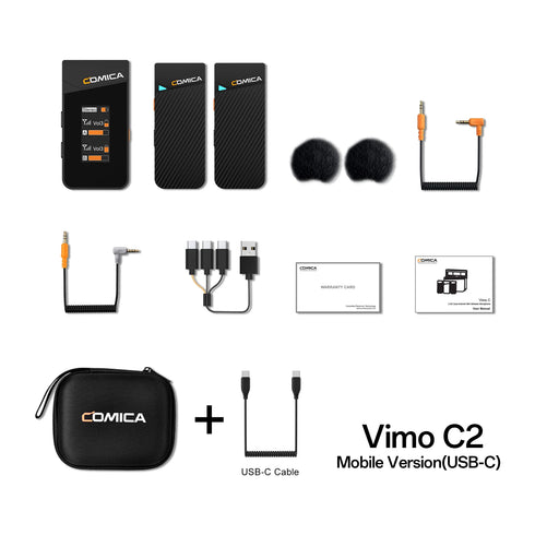 Comica Vimo C 2.4G Mini Wireless Lapel Microphone with Charging Case, for Smartphone Camera Podcast Interview YouTube Facebook