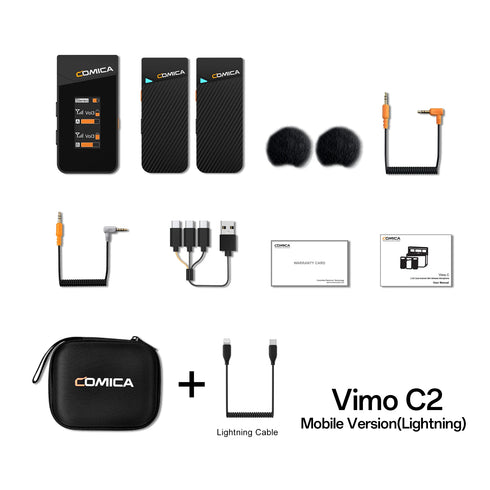 Comica Vimo C 2.4G Mini Wireless Lapel Microphone with Charging Case, for Smartphone Camera Podcast Interview YouTube Facebook