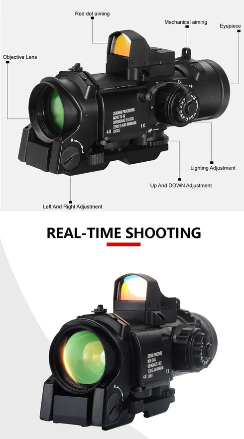 1x-4x Fixed Dual Purpose Scope With Mini Red Dot Scope Red Dot Sight Hunting Scopes