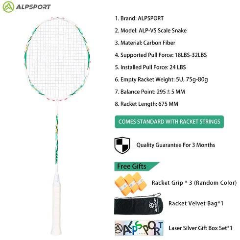 ALP ZJ2.0 Pro 4U 85g 100% Carbon Fiber + Titanium Alloy Badminton Racket Ultra-light Sports Equipment Racket Badminton Training