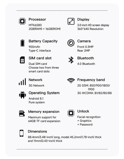 SERVO 18SE MINI Small Android Smartphone 3G WCDMA Dual SIM Card 2GB+16GB Play Store Wi-Fi Face Unlock 3.0 inch Mini Smart Phones