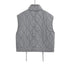 Autumn Winter Women Standing Collar Light weight Sleeveless Cotton Coat Vest Women Pocket Decoration Tank Top
