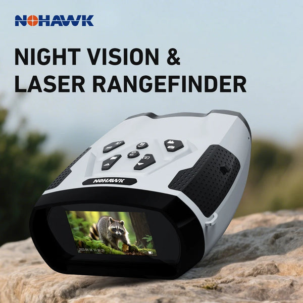 NOHAWK 2K Digital Night Vision Binoculars with Laser Rangefinder 4 Level Infrared Adjustable, Photo/Video Recording for Hunting
