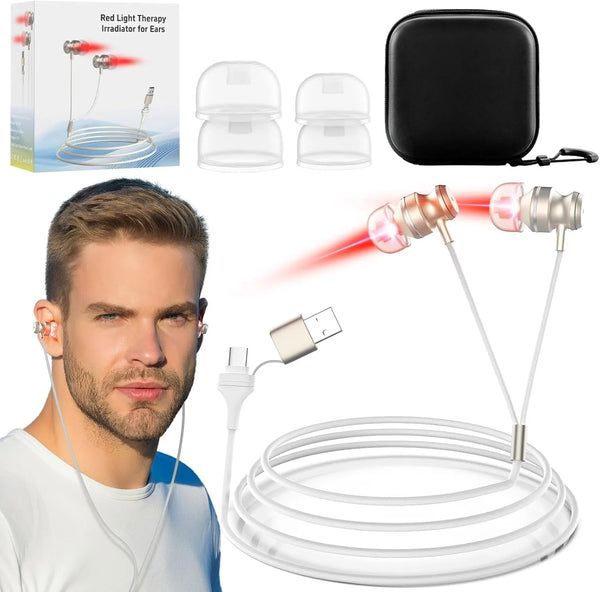 Tinnitus Infrared Ear Plugs USB Type-C 650nm Red Light LLLT Irradiation Ear Therapy Device for Otitis Media Deafness Health Care