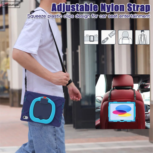 For IPad 7th 8th 9th 10.2 10th Gen Air 2 3 4 5 10.9 Mini 6 9.7 Pro 11 12.9 2022 Case Rotation Handle Stand Kids Shockproof Cover (Copy)