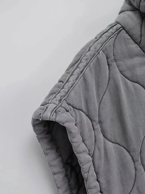 Autumn Winter Women Standing Collar Light weight Sleeveless Cotton Coat Vest Women Pocket Decoration Tank Top