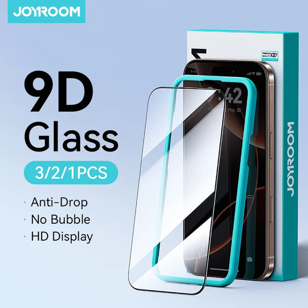 Joyroom 3/2/1PCS HD گلاس برائے آئی فون 17 16 15 پرو میکس سکرین پروٹیکٹر فل سکرین ٹمپرڈ گلاس پروٹیکشن برائے آئی فون 17 16 15
