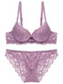 1 Set Elegant Lace Embroidery & Breathable Fabric Lingerie Set: Push-Up Bra, Drop Waist Sheer Panty - Ultimate Valentine's Day