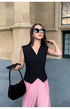 Spring Summer Korean Fashion Vest 2025 New Women Short Fashion V-neck Sleeveless Casual Blazer Waistcoat Coats Female Tops