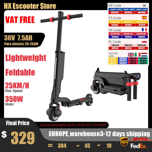 HX X6 Electric Scooter Adult 350W 7.5AH 36V 25KM/H Foldable Electric Kick E Scooter 5.5 inch Wheel EScooter For Adult Children