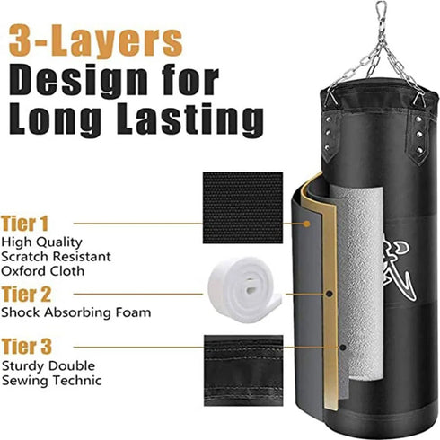 Heavy Punching Bag Set with Ceiling Hook Steel Chain Hanging Heavy Bag for Adults Muay Thai MMA Taekwondo Home Gym Training