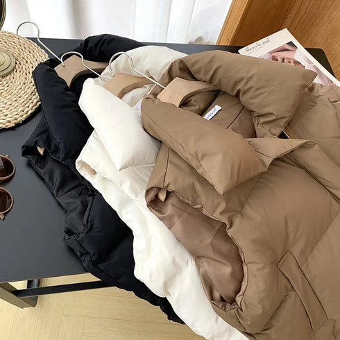 Women Fashion Autumn New 2024 Stand Collar Elegant Down Coats Warm Outerwear Casual Belt Sleeveless Winter Women Vests Jackets