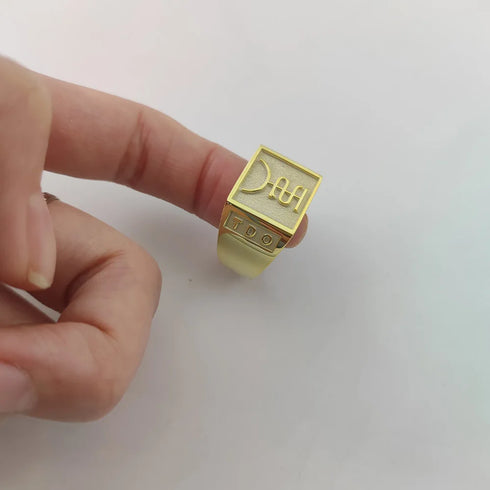 Custom Engraved 17mm Round Top Ring Engraved Signet Ring Personalize Engraving Letters Logo Rings Fashion Men Copper Jewelry