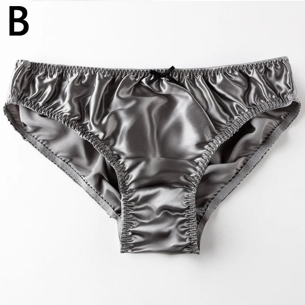 Women'S 100% Mulberry Silky Panties Fashion Lace Brief Large Size Comfortable Breathable Solid Color Lingerie Seamless Underwear
