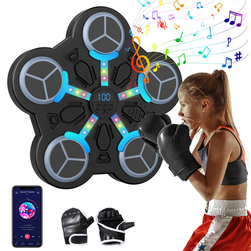 Upgraded Kids Smart Bluetooth Boxing Trainer w/ 5-Target Scoring, Built-in Battery & Music for Home Fitness