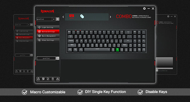Redragon BS136 Gaming Keyboard & Mouse Combo, 75% K628 Tri-Mode Wireless RGB Mechanical Keyboard and 7200 DPI Gamer Mouse Bundle
