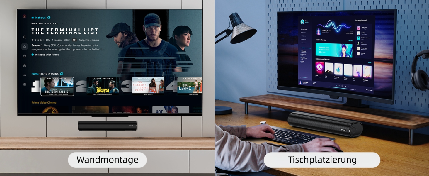 Redragon GS821 Computer Soundbar - Hi-Fi Stereo PC Speaker with BT 5.3, Optical/HDMI ARC/AUX/USB Port, 3 EQ Modes,