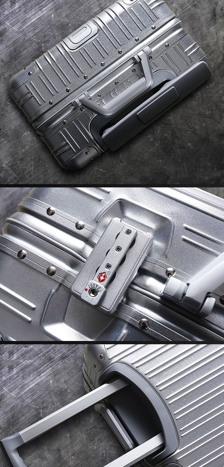KLQDZMS German All Aluminum Magnesium Alloy Luggage 20 Inch Boarding Suitcase 28 Large Capacity Travel Business Leather Suitcase