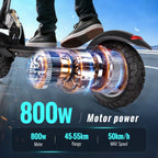 SUNNIGOO 800W Electric Scooter for Adults - 25km/h High Speed 45-55km Long Range 10" Off-Road Tires Folding Commuter E-Scooter