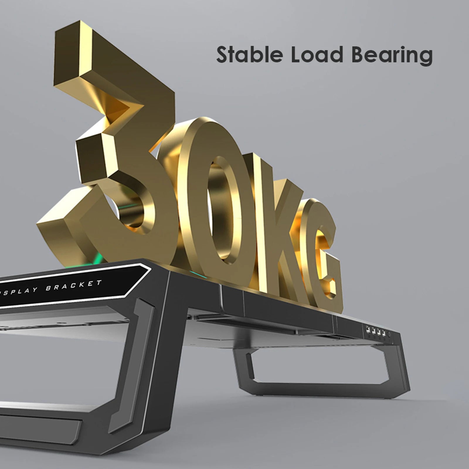 Aluminum RGB Monitor Stand Riser Bracket with 4 USB Ports Desk Organizer All-In-One Computer Laptop Height Stand Holder