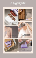 Handheld Vertical Garment Steamer Mini Travel Clothes Ironing Machine Fast-Heat Travelling Fabric Steam Iron Wet Cleaning Brush