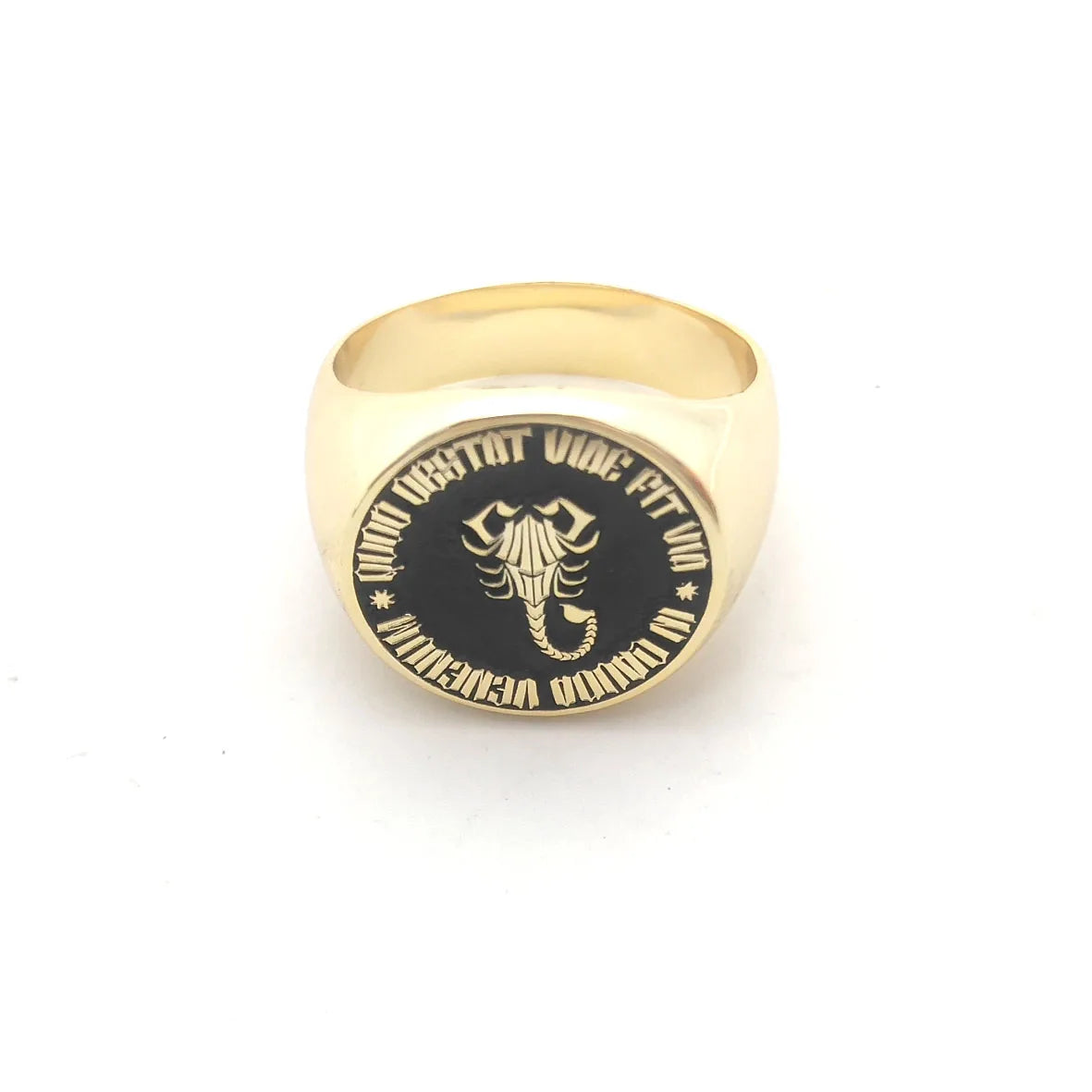 Custom Engraved 17mm Round Top Ring Engraved Signet Ring Personalize Engraving Letters Logo Rings Fashion Men Copper Jewelry