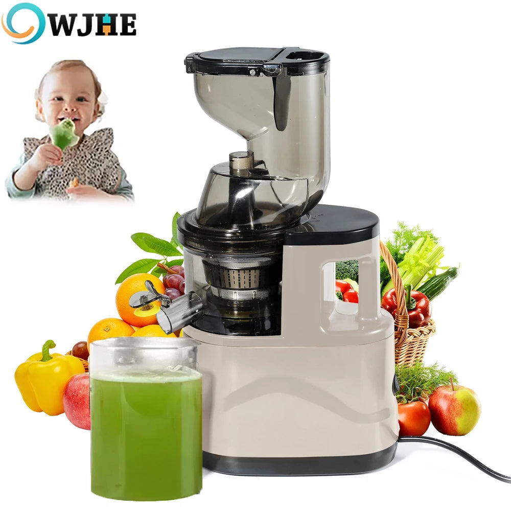 OWJHE Large Slow Masticating Juicer Cold Press Juicer Feed Chute Fit Whole Fruits Vegetable High Juice Yield Baby Food Processor Main image