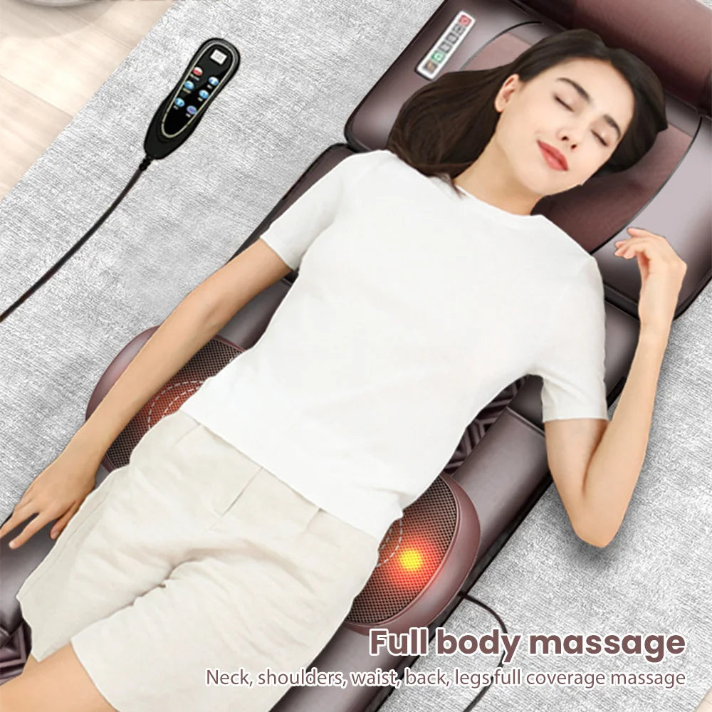Electric Full Body Massage Mattress Shoulder Neck Waist Airbag Back Kneading vibration Massage CushionWith Heating Hand Control