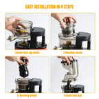 OWJHE Large Slow Masticating Juicer Cold Press Juicer Feed Chute Fit Whole Fruits Vegetable High Juice Yield Baby Food Processor