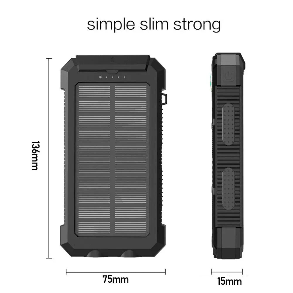 10000000mAh Solar Power Bank last 2USB LED Battery Charger For Cell Phone