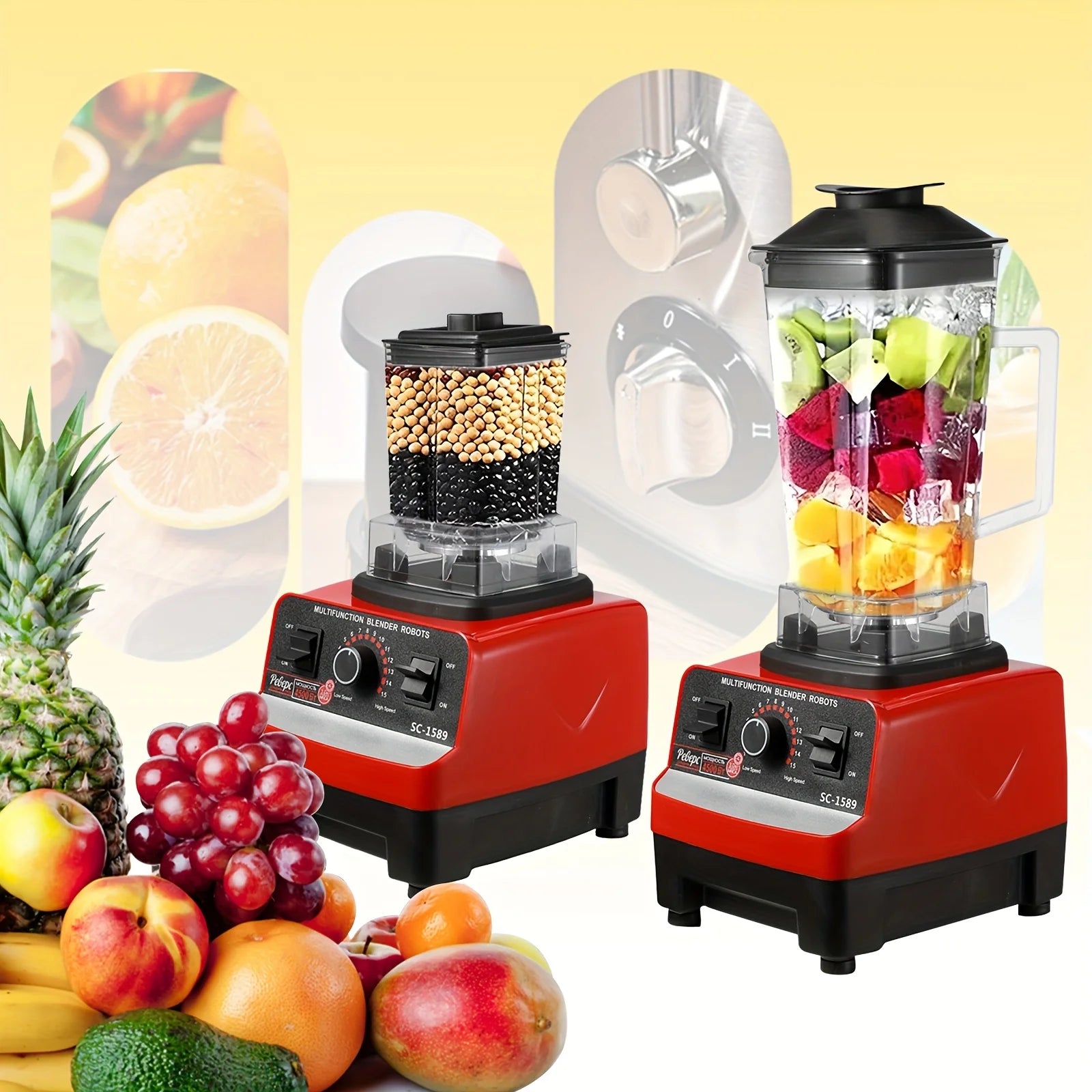 2-in-1 durable blender, fixed blender 2000w mini milkshake machine vertical blender for easy storage, black color for easy clean Main image