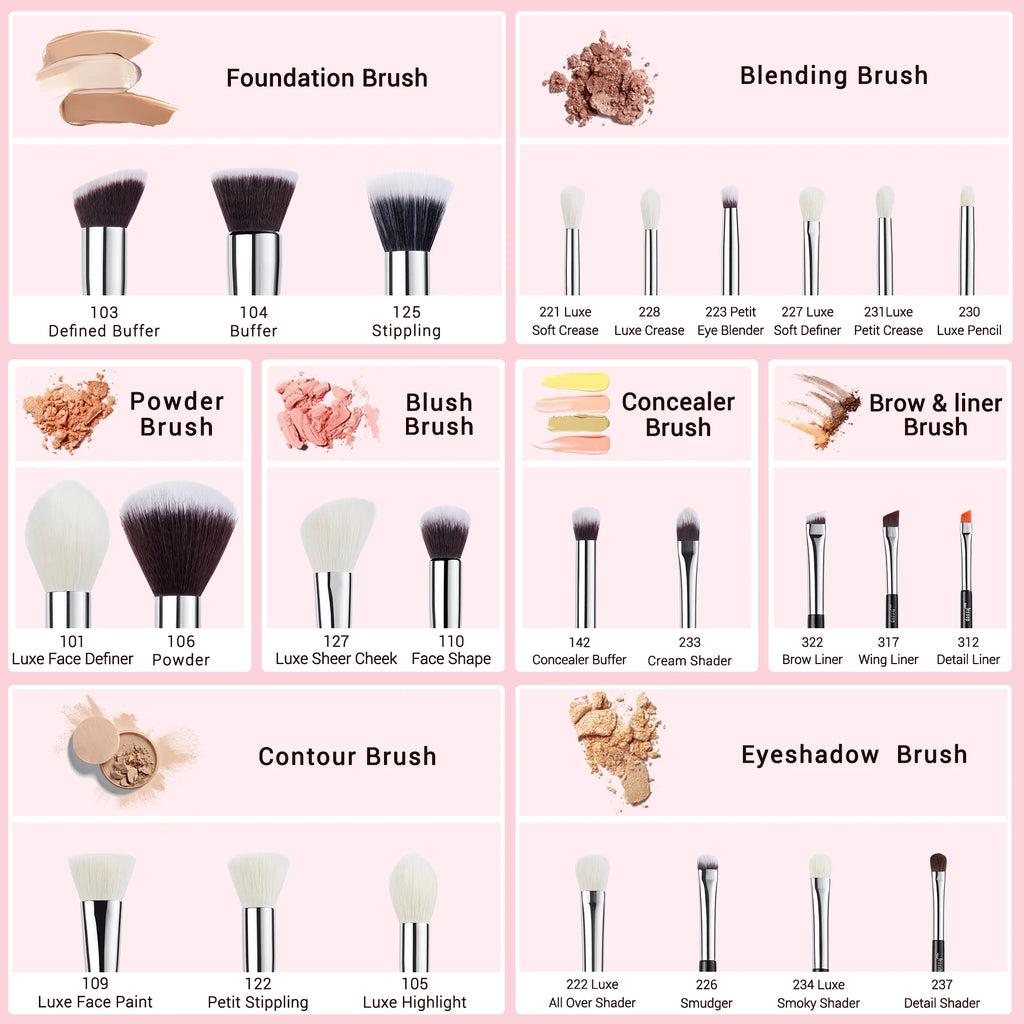 Jessup Makeup brushes 15- 25pcs Make up Brush set Professional Natural Synthetic Foundation Powder Contour Blending Eyeshadow