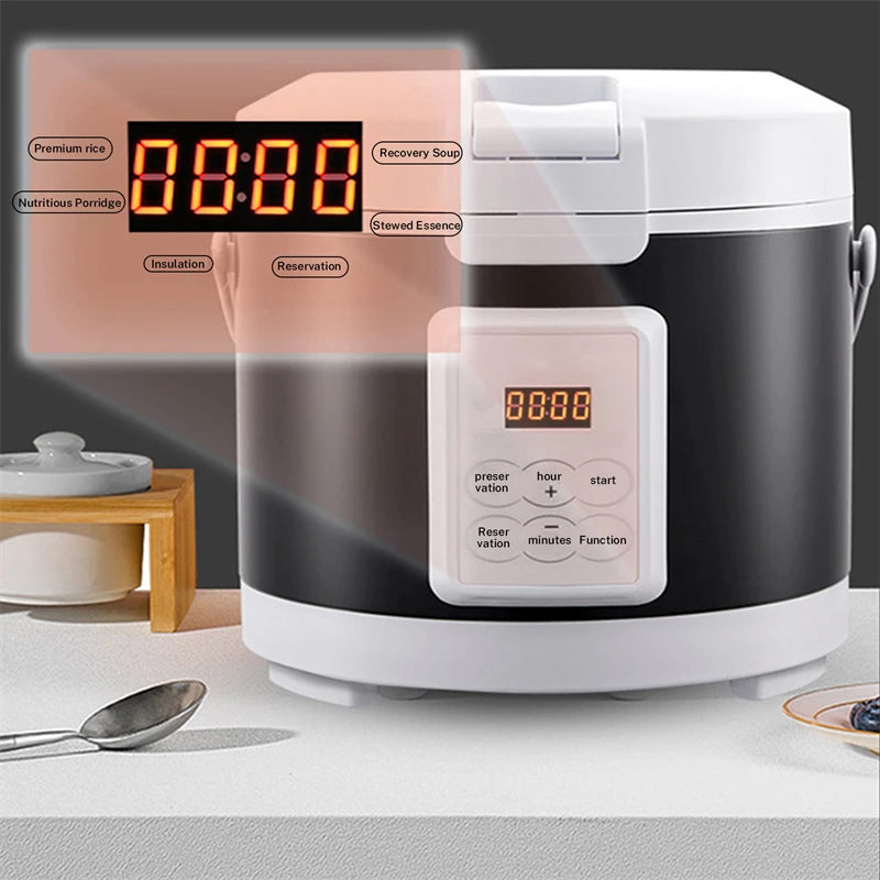 12V 24V 220V 3L Electric Rice Cooker Car Trucks Electric Soup Porridge Cooking Machine Food Steamer Warmer Heated Rice Cooker