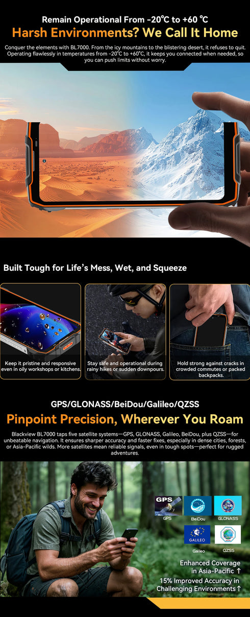 Blackview BL7000 AI 5G Rugged Phone Android 15, MTK 6300, 6.78" FHD+ 120Hz, 7500mAh/33W, Rugged Smartphone Dual SIM NFC/IP69K